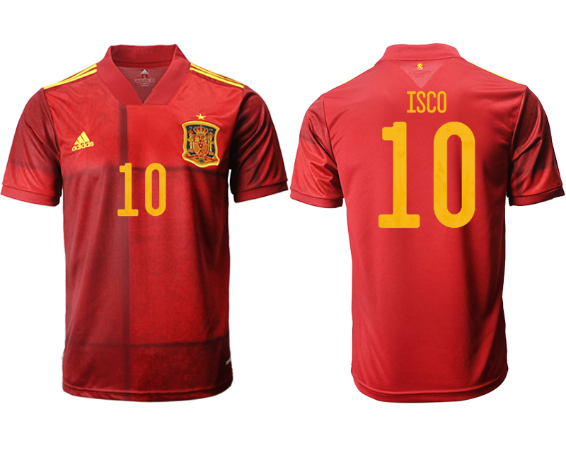 Men 2021 European Cup Spain home aaa version red #10 Soccer Jersey
